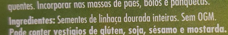 Foto da lista de ingredientes
