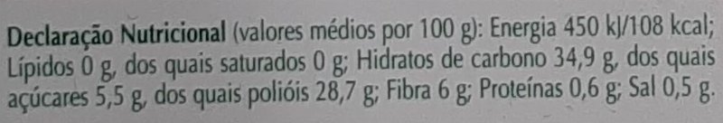 Foto da tabela nutricional