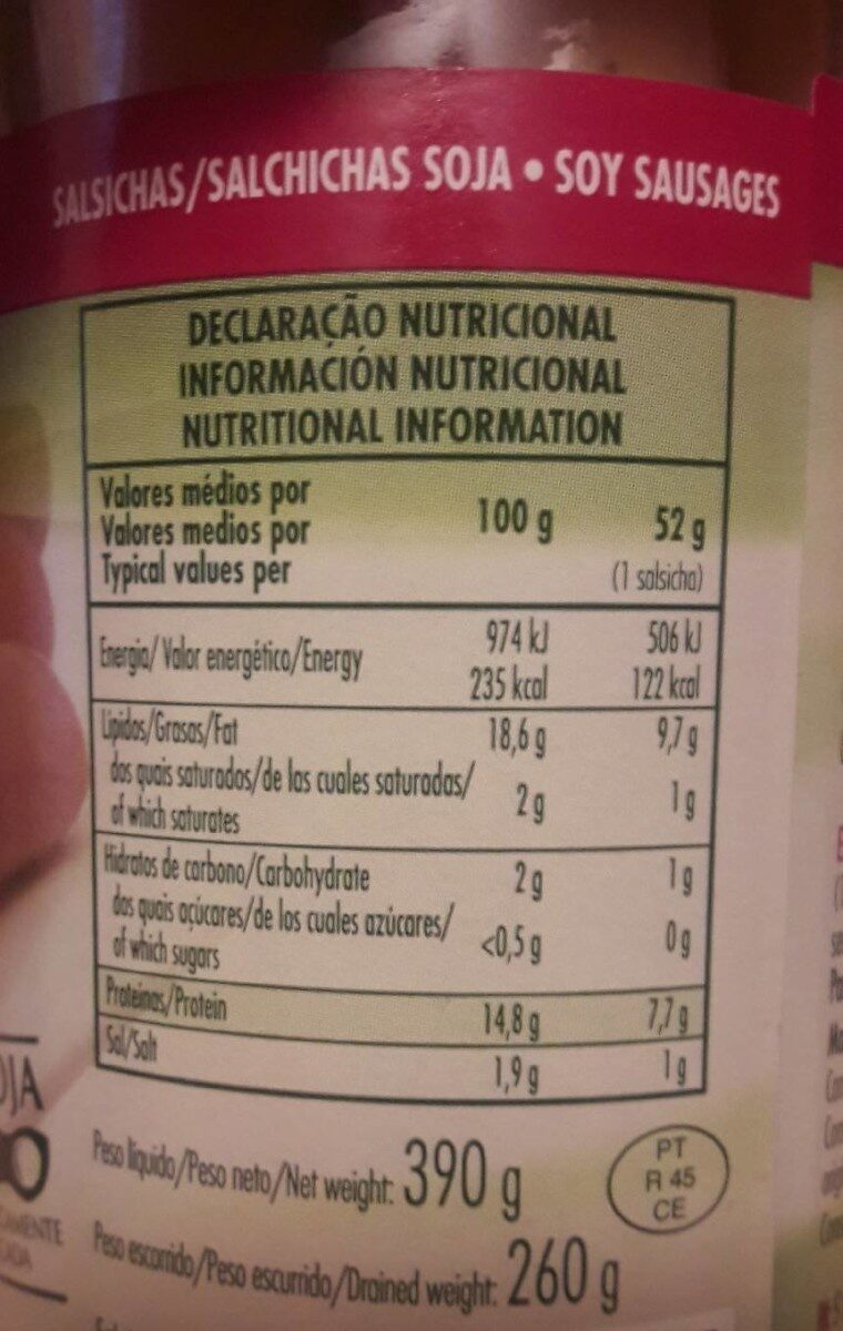 Foto da tabela nutricional