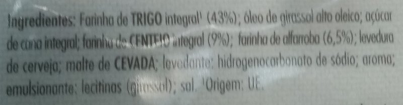 Foto da lista de ingredientes
