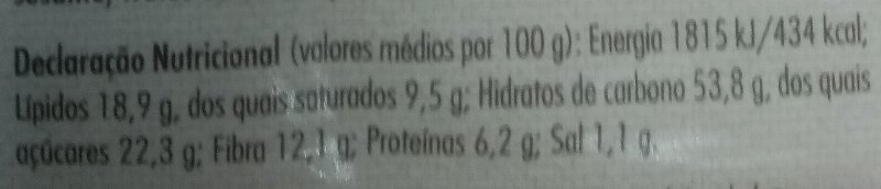Foto da tabela nutricional