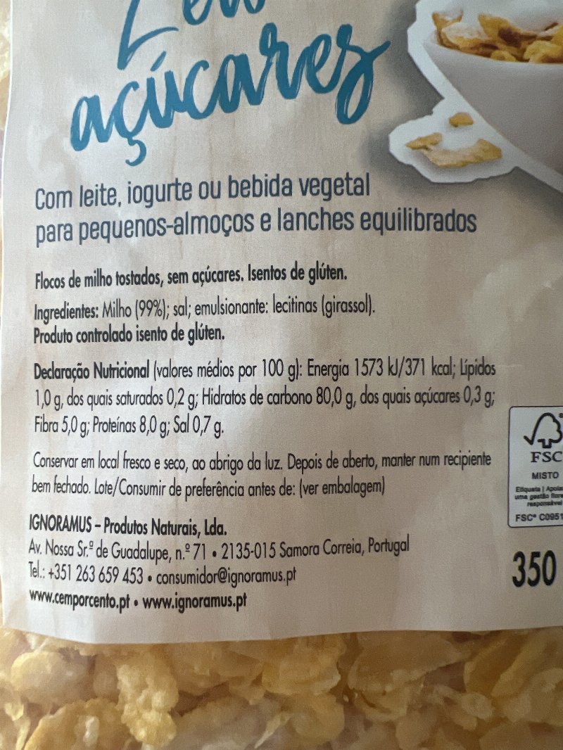 Foto da lista de ingredientes
