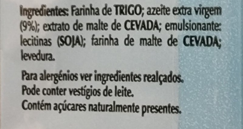 Foto da lista de ingredientes