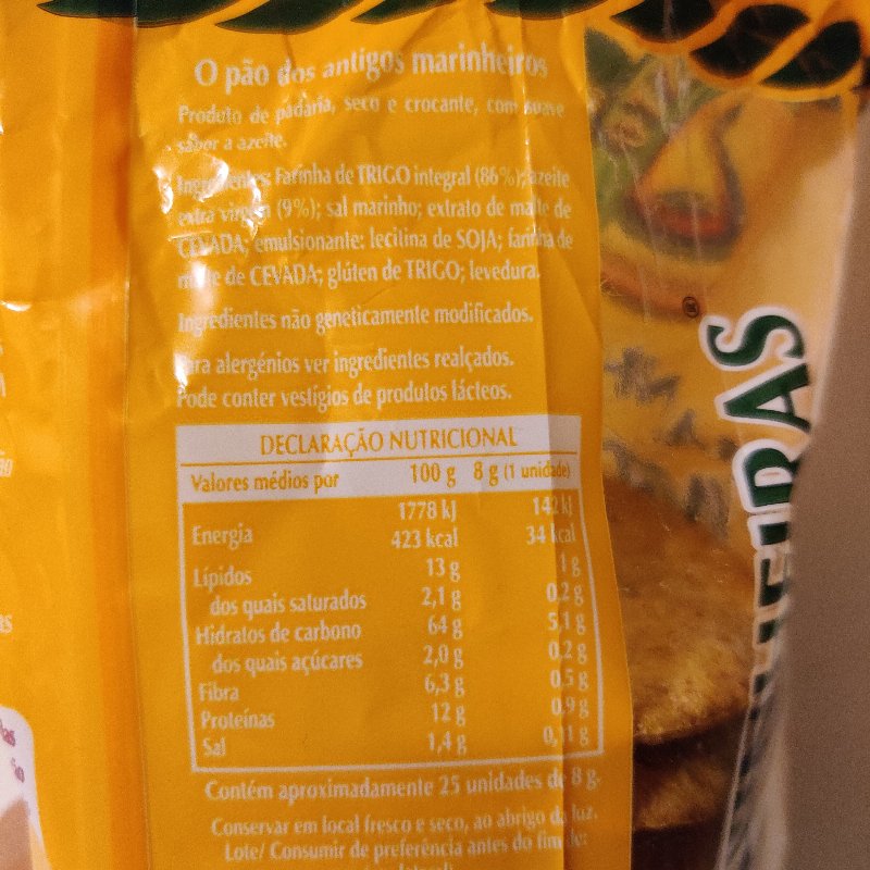 Foto da lista de ingredientes