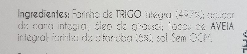 Foto da lista de ingredientes