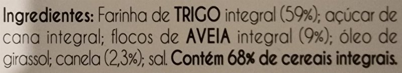 Foto da lista de ingredientes