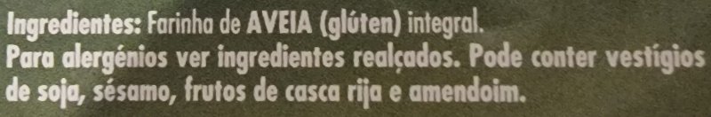 Foto da lista de ingredientes