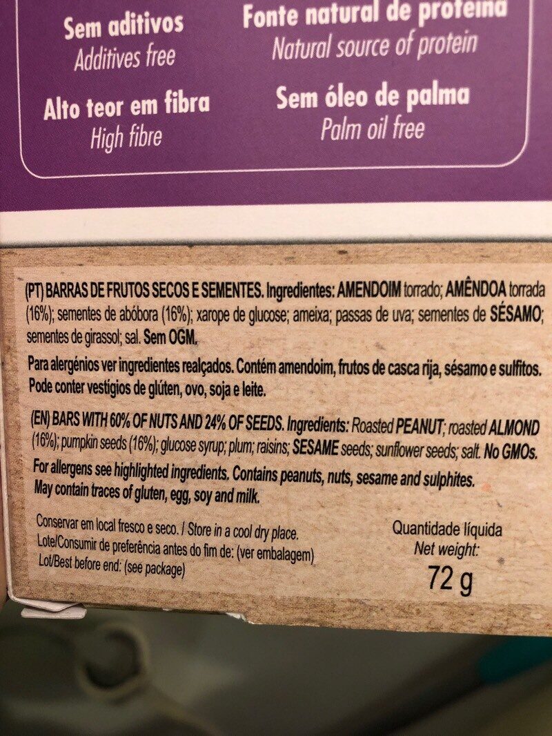 Foto da lista de ingredientes