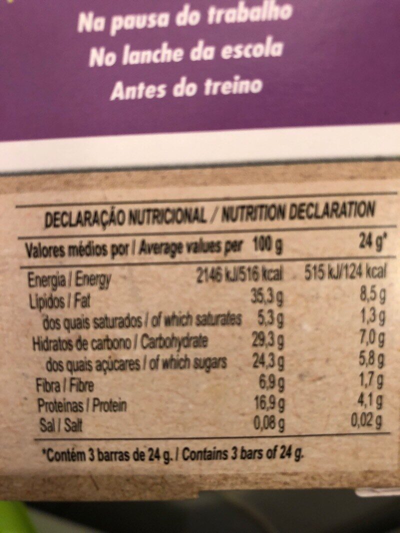 Foto da tabela nutricional
