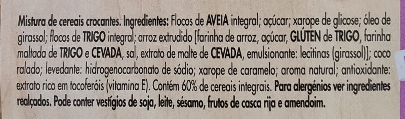Foto da lista de ingredientes