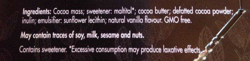 Foto da lista de ingredientes