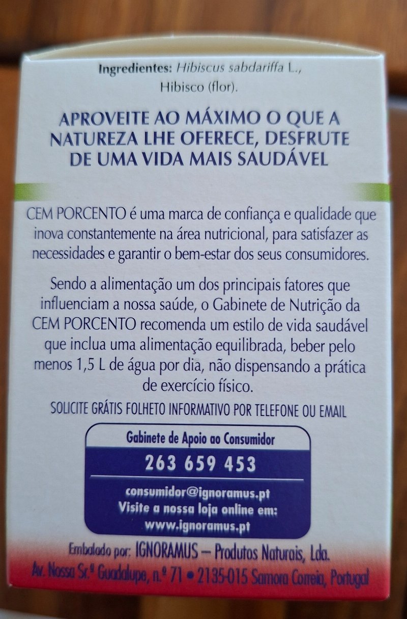 Foto da lista de ingredientes