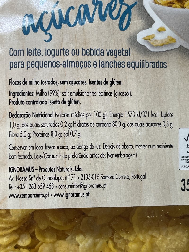 Foto da lista de ingredientes