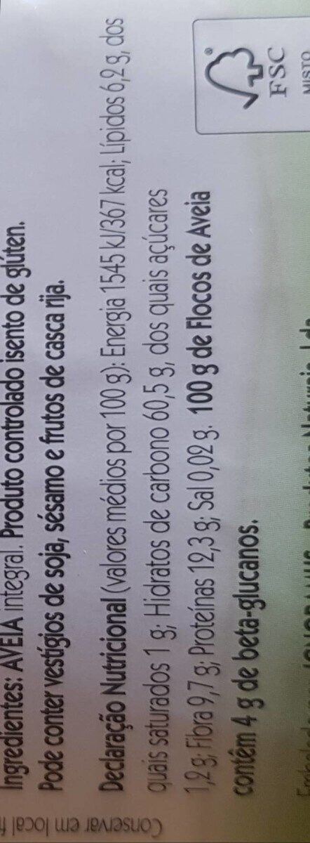 Foto da tabela nutricional