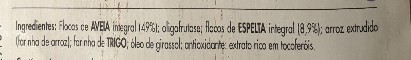 Foto da lista de ingredientes