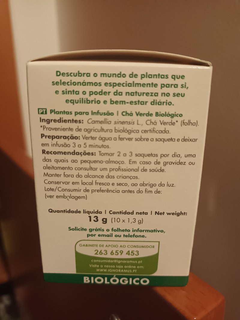 Foto da lista de ingredientes