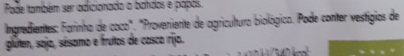 Foto da lista de ingredientes