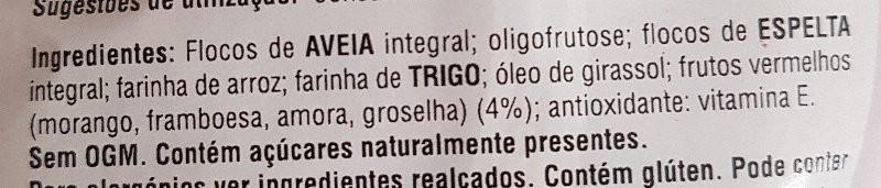 Foto da lista de ingredientes