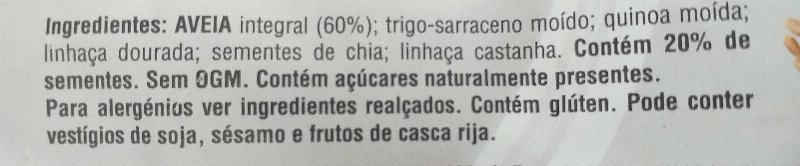 Foto da lista de ingredientes