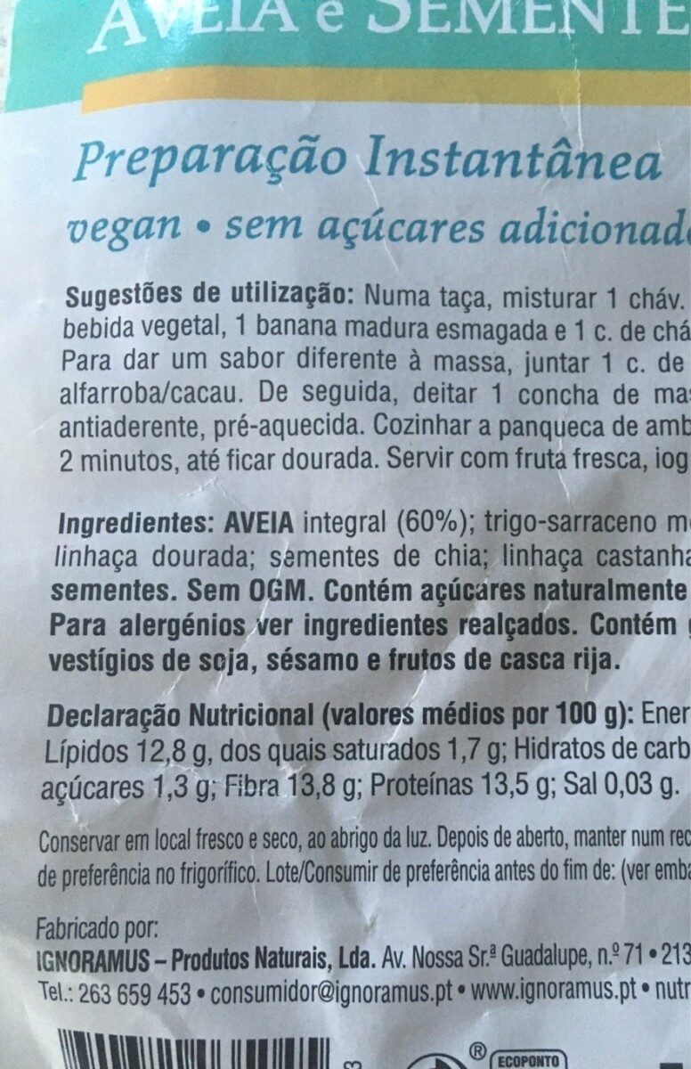 Foto da tabela nutricional