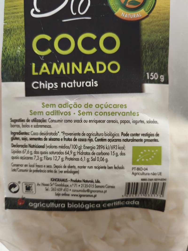 Foto da lista de ingredientes
