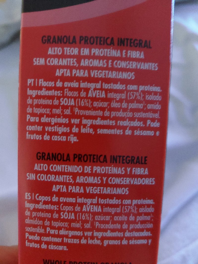 Foto da lista de ingredientes