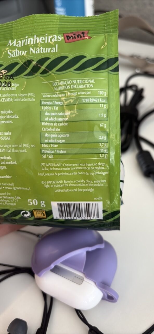 Foto da tabela nutricional