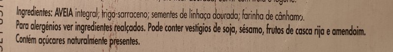 Foto da lista de ingredientes