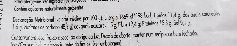 Foto da tabela nutricional