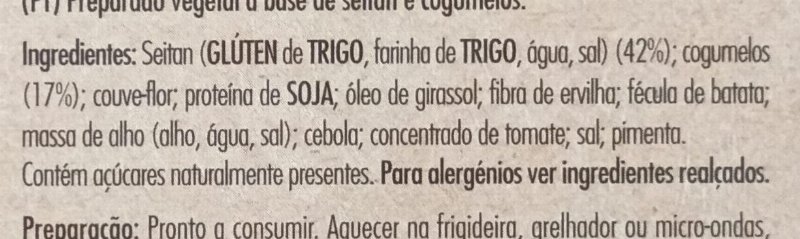 Foto da lista de ingredientes