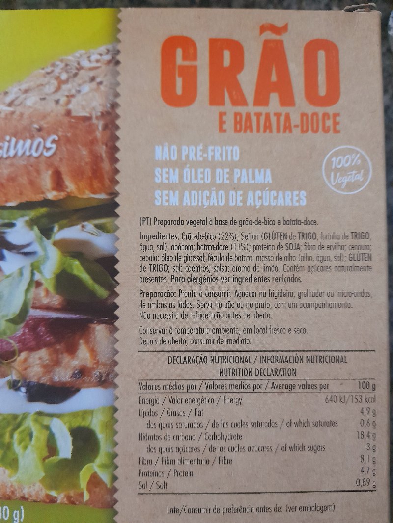 Foto da lista de ingredientes