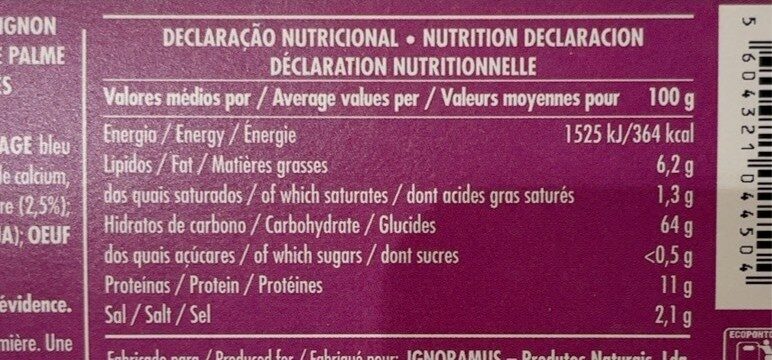 Foto da tabela nutricional