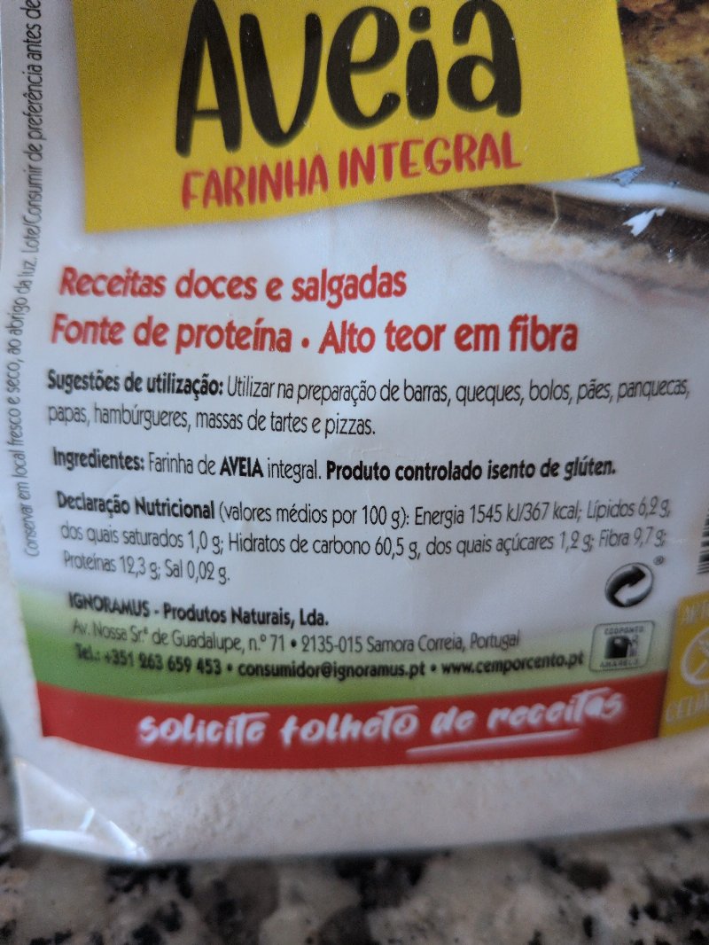 Foto da lista de ingredientes