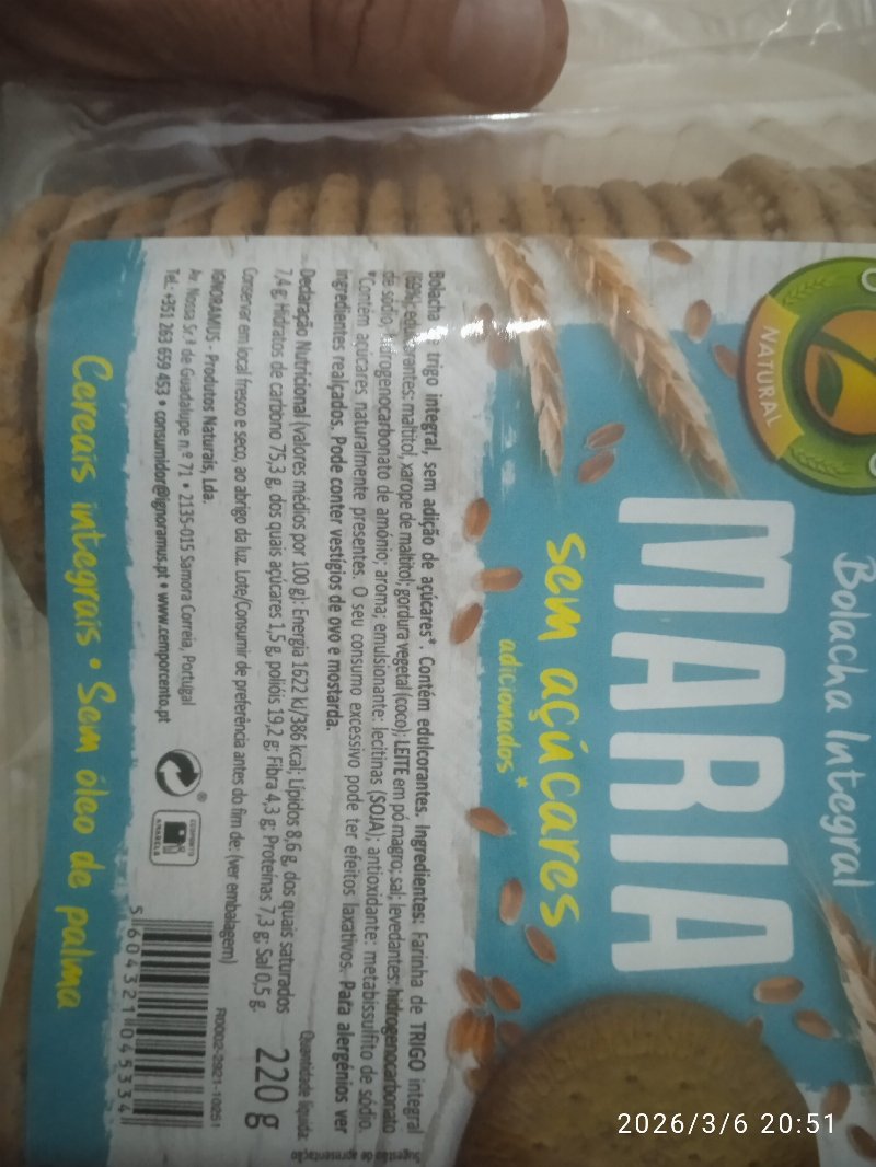 Foto da lista de ingredientes