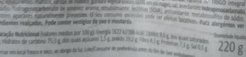 Foto da tabela nutricional