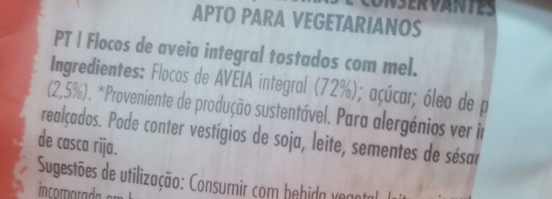 Foto da lista de ingredientes