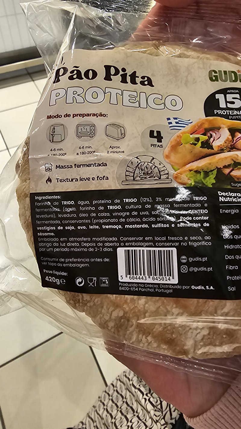 Foto da lista de ingredientes
