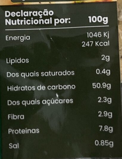 Foto da tabela nutricional