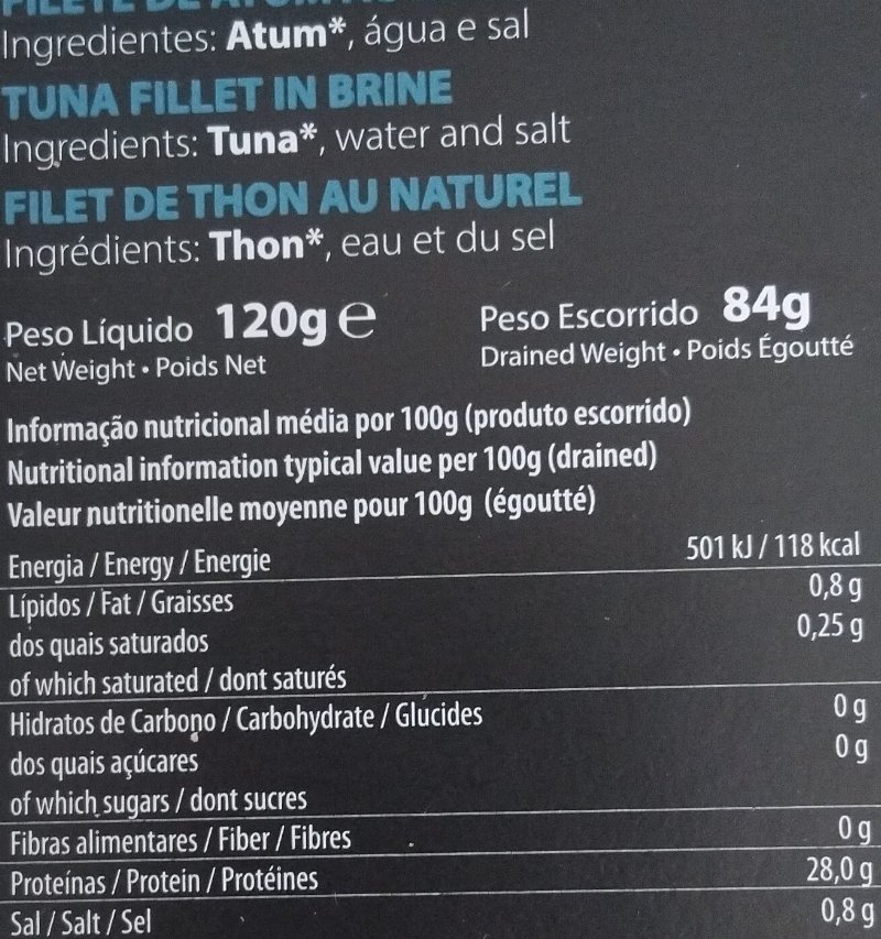 Foto da tabela nutricional