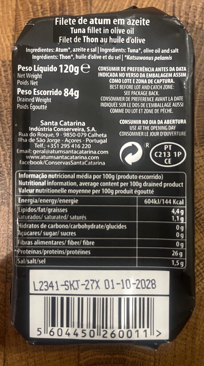 Foto da tabela nutricional