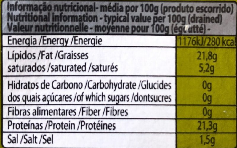 Foto da tabela nutricional