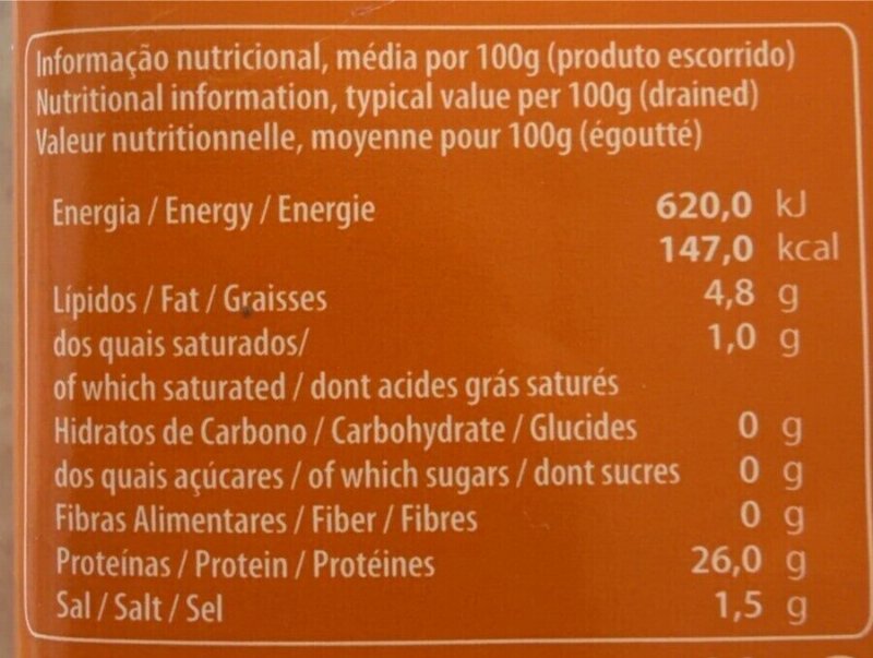 Foto da tabela nutricional