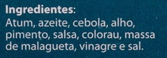 Foto da lista de ingredientes