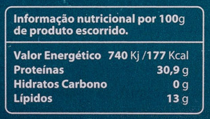 Foto da tabela nutricional