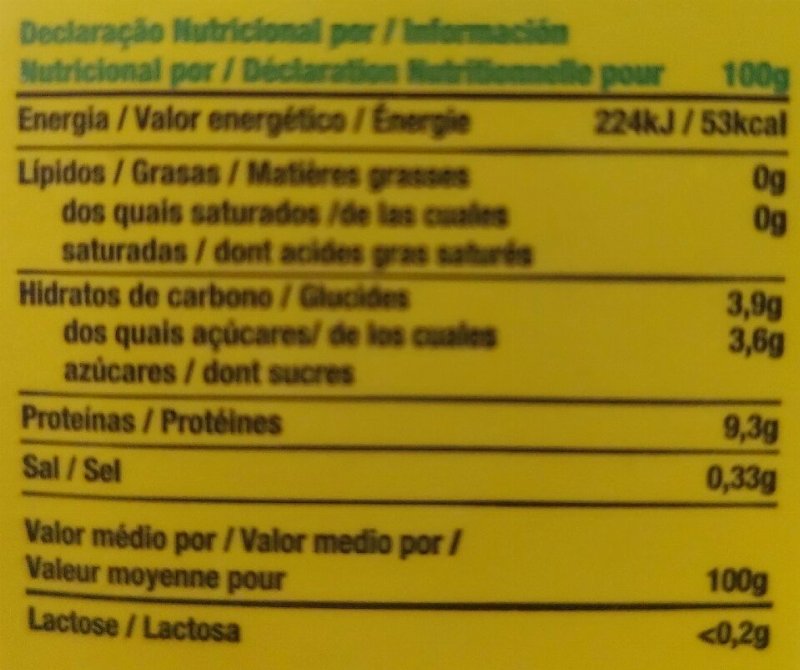 Foto da tabela nutricional