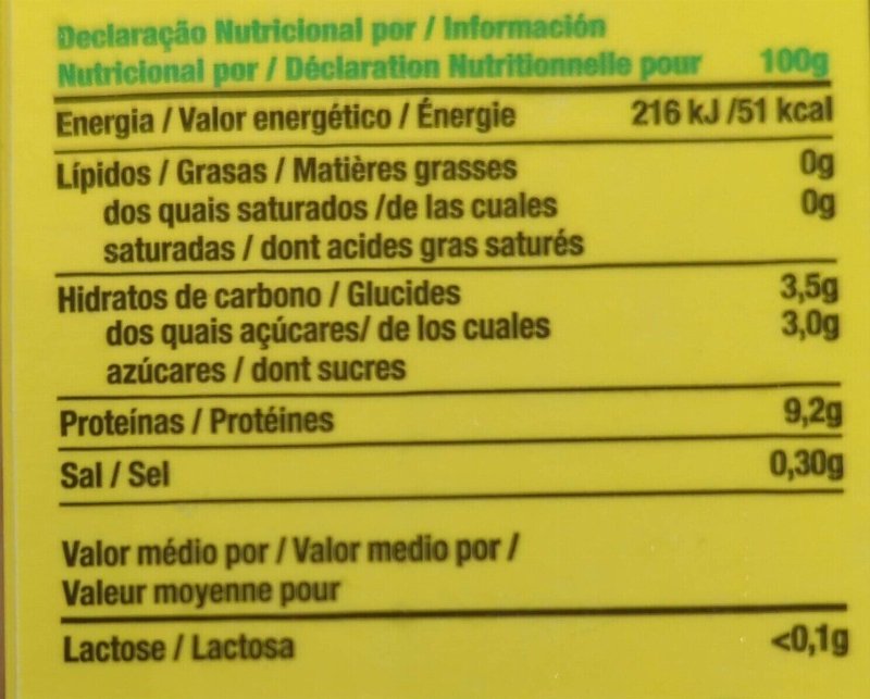 Foto da tabela nutricional