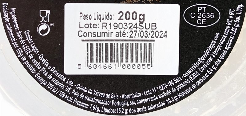 Foto da tabela nutricional