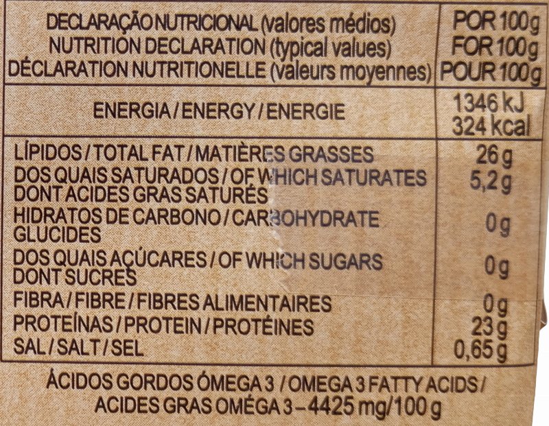 Foto da tabela nutricional