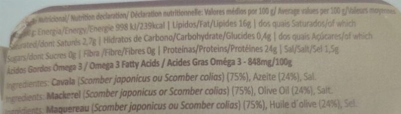 Foto da tabela nutricional
