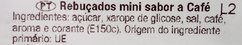 Foto da lista de ingredientes